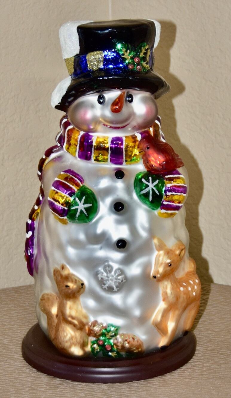 Thomas Pacconi Hand Blown and Hand Painted Christmas Holiday 14" Snowman